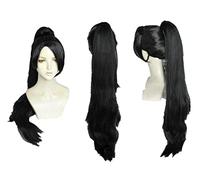 HBYLEE Peluca de anime para cosplay, disfraz de Valorant Sage, disfraz principal de Halloween Rambut Hitam Pesta Chip 80 cm Ekor Kuda + peluca Topi [color: según plan]