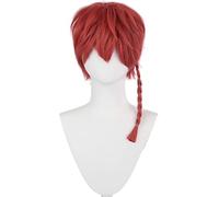 HBYLEE Peluca de cosplay de anime anime con cierre azul, peluca Kurona para cosplay, pelo corto y rojo, disfraz de Halloween, fiesta, juego de rol, peluca + gorra, color único