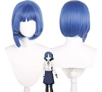 HBYLEE Peluca de cosplay de anime de anime Bocchi The Rock! Yamada Ryo Cosplay peluca azul Bob pelo corto Halloween disfraz fiesta peluca + gorra [color: One Color]