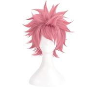 HBYLEE Peluca de cosplay de anime de anime, cola de hadas, fin, para cosplay, color rosa, mullida, pelo corto, juego de rol, fiesta de Halloween, pelucas + gorro [color: según plan]