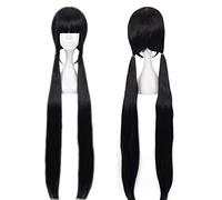 HBYLEE - Peluca de cosplay de anime para peluca Harukawa Maki, doble poni, largo negro, peluca sintética, disfraz de Halloween, para fiestas, carnaval, Navidad [color: negro]
