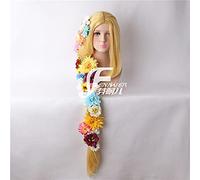 HBYLEE Peluca de Cosplay Tangled Princess Rapunzel Long Trenzas Flores Artificiales Sombrero Mujeres Rubio Pelo Sintético Adulto Peluca y Flores [Color:según el plan]