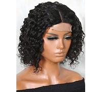 HBYLEE Peluca de encaje humano, 13 x 4 x 1, con encaje frontal corto, onda profunda, para mujeres negras, color: 180 densidad, 13 x 6 x 1, tamaños: 8 pulgadas