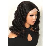 HBYLEE Peluca de encaje humano, 13 x 4 x 1 con encaje frontal, pelo humano profundo, para mujeres negras, color: 250 densidades, 13 x 6 x 1, tamaños: 12 pulgadas