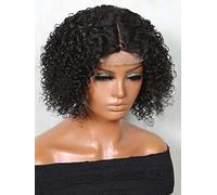 HBYLEE Peluca de encaje humano, 13 x 4 x 1, con parte delantera, corta, rizada para mujeres negras, color: 150 densidad, 13 x 5 x 1, tamaños: 6 pulgadas