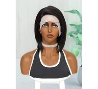HBYLEE Peluca de encaje humano, 13 x 4 x 1 en T, para mujeres negras, color: 180 densidad, 13 x 4 x 1, color negro