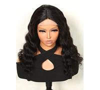 HBYLEE Peluca de encaje humano, 13 x 4 x 1 frontal, media suelta, onda profunda, para mujeres negras, color: 150 densidad, 33,5 x 4,3 x 1/tamaños: 40,6 cm