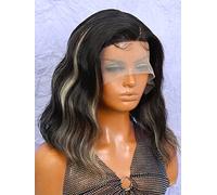 HBYLEE Peluca de encaje humano, 13 x 4 x 1, peluca de pelo humano frontal para mujeres negras, color: 180 densidad, 33,5 x 3,5 x 1/tamaños: 35,5 cm