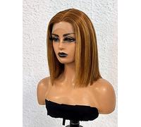 HBYLEE Peluca de encaje humano, 13 x 4 x 1, peluca de pelo humano recto para mujeres negras, color: 180 densidad, 13 x 4 x 1/tamaños: 10 pulgadas