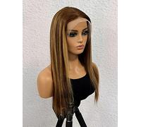 HBYLEE Peluca de encaje humano, 13 x 4 x 1, peluca de pelo humano recto para mujeres negras, color: densidad 13 x 4 x 1/tamaños: 45,5 cm