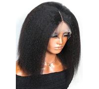 HBYLEE Peluca de encaje humano, 13 x 6 x 1, con encaje frontal, corto, recto y humano, para mujeres negras, color: 180 densidad, 13 x 6 x 1, tamaños: 8 pulgadas