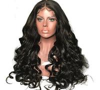HBYLEE Peluca de pelo humano brasileño encaje de las mujeres peluca de pelo humano sin cola frente 130% densidad con cabello de bebé ondulado onda natural peluca CK mediana largo[Color]