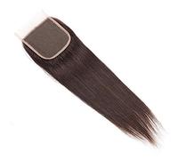 HBYLEE - Peluca de pelo humano natural 2# 4 x 4 cierre liso con peluca de pelo humano virgen brasileño sin pegamento con el pelo de bebé para mujeres negras, 130 % densidad 35,5 cm [color: 35,5 cm