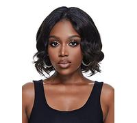 HBYLEE Peluca de pelo humano para mujer, pelo humano, rizado, para fiestas, color: negro, 180 densidad/tamaños: 8 pulgadas
