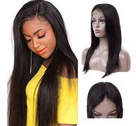 HBYLEE - Peluca lcae 4x13wig onda recta natural negro 20 pulgadas [color: 20 pulgadas]