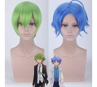 HBYLEE - Peluca para cosplay Anime Little Blue and Little Green Cosplay Wig Short Synthetic Hair Halloween Carnival Costume Prop Wigs for Men