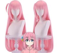 HBYLEE Peluca para cosplay de anime Bocchi The Rock! Gotou Hitori, pelo largo rosa, disfraz de Halloween, peluca de fiesta + gorra, color según el plan