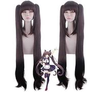 HBYLEE - Peluca para cosplay de anime, cosplay, chocola, nekopara, cosplay, color chocolate, resistente al calor, pelo sintético, peluca y gorra