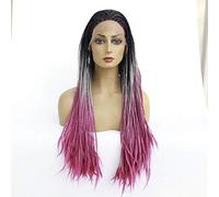 HBYLEE - Peluca para cosplay de anime, peluca trenzada de 24 pulgadas, peluca de encaje frontal, pelo sintético para mujer, cosplay, disfraz de anime, fiesta, con color mixto