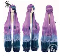 HBYLEE - Peluca para cosplay de cosplay de Alicia la Pequeña Sirena, Azul, Púrpura, Verde, Ombre, Pelo sintético largo recto + gorra de peluca