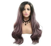 HBYLEE - Peluca para cosplay de sirena para mujer, raíces oscuras, moradas ahumadas, sintéticas, peluca de pelo largo, color marrón, rojo y marrón, para fiesta, cosplay, 26 pulgadas