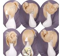 HBYLEE - Peluca para cosplay para carnaval, vida nocturna, clui, fiesta, vestido, peluca Cos Wig Attack On Giant Arnie Leonard Light Gold Anime Wig 212
