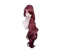 HBYLEE - Peluca para cosplay Princess Megara Cosplay Wig Meg Long Clip Ponytail Dark Wine Red Heat Resistant Sintético Hair Anime Wigs + Wig Cap