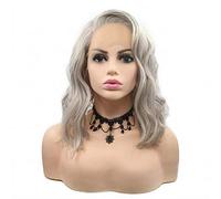 HBYLEE - Peluca para cosplay Wavy Bob Wigs Ash Blonde/Platinum Blonde Women's Cosplay Summer Hair High Temperature Sintético Lace Front Wigs for Women Party Side Part
