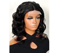 HBYLEE Pelucas de encaje humano rizado en T para mujeres negras, color: 180 densidad, 13 x 4 x 1, tamaños: 10 pulgadas