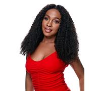 HBYLEE Pelucas de pelo humano para mujer, rizado, parte de V, pelo humano, para fiestas de cóctel, color: negro, 180 densidad/tamaños: 40 cm