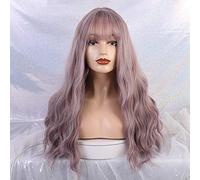HBYLEE - Pelucas largas sintéticas de onda de agua con flequillo pelucas de color marrón oscuro rizado natural para mujeres Cosplay pelucas de fibra resistente al calor lc205-4[Color: lc205-4]