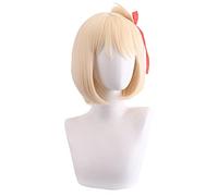 HBYLEE -Role Play Wig for Anime Chisato Nishikigi Cosplay Wig Short Light Golden Hair Carnival Party Wigs [Color:blue]