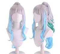 HBYLEE -Role Play Wig for Anime Yamato Cosplay Wig Long Silver Blue Green Mixed Ponytail Halloween Party Wigs [Color]