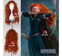 HBYLEE Snow White Hair Ralph Breaks the Internet Cosplay Wig Princess Rapunzel Belle Aurora Merida Moana Cenicienta Jasmine Ariel Tiana Merida [Color: Mérida]
