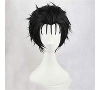 HBYLEE - Stesins Gate Rintarou Okabe Slick Back Black Short Recto Resistente al Calor Cosplay Pelucas + Peluca Gorra [Color: Negro]