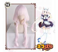 HBYLEE UWOWO Nekopara Cosplay de vainilla, 80 cm de largo, twin-tail, color rosa claro, mate, fibra sintética resistente al calor [color: según plan]
