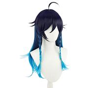 HBYLEE - Venti Wig Cosplay Costume Game Genshin Impact Venti Inazuma District Female 65 cm Long Simulated Scalp Cosplay Hairpiece [Color:-]