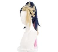 HBYLEE Wig Anime Cosplay Akali Cosplay Peluca Anime Multi Color Long Straight Blue Gradinent Cola de Caballo para Fiesta de Disfraces de Halloween [Color]