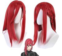 HBYLEE Wig Anime Cosplay Anime Blue Lock Chigiri Hyoma Cosplay peluca roja con pelo trenzado lateral accesorios Halloween peluca fiesta de disfraces + gorra [color: un color]