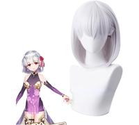 HBYLEE Wig Anime Cosplay Anime Fgo Kama Nero Cosplay peluca Fate Grand Order Fate Stay Night Silver Gris Corto Bob Pelo Halloween Disfraz Fiesta Pelucas + Gorra [Color: One Color]