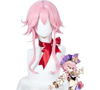 HBYLEE Wig Anime Cosplay Anime Genshin Impact Dori Cosplay peluca rosa disfraz Halloween peluca para disfraz fiesta peluca + gorra [color: un color]