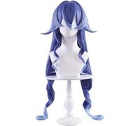 HBYLEE Wig Anime Cosplay Anime Genshin Impact Layla Cosplay Peluca azul largo rizado resistente al calor pelo sintético para Halloween Fiesta de disfraces peluca + gorra, [Color: One Color]