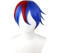 HBYLEE - Wig Anime Cosplay Bumpy World god Near Yao cos Wig Cool Blue Gradient Red Face Rebound Wig Short Blue-red Gradient[Farbe:Blue Gradient Red]