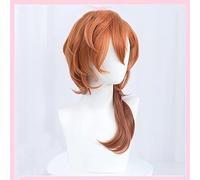 HBYLEE Wig Anime Cosplay Bungou Stray Dogs Cosplay Chuuya Nakahara Wig Short Gradient Brown 55 cm Long Curly Heat Resistant Hair Halloween Anime Role Play, (NEVSTPFW) [Color:según planeo]