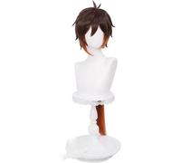 HBYLEE - Wig Anime Cosplay Genshin Zhongli Cosplay Larga Navidad Marrón Naranja Peluca Halloween Cosplay Anime Pelucas sintéticas resistentes al calor + gorra [Color:Marrón]