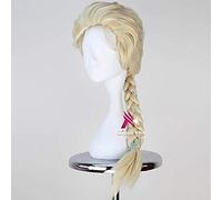 HBYLEE -Wig Anime Cosplay Halloween Snow Queen Froze Women Queen Elsa Blonde Wig with snow hairpins Princess Anna role Play Braid Hair wig Elsa Costumes One Size Anna [Color:Light Gold]