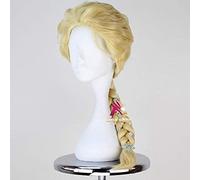 HBYLEE -Wig Anime Cosplay Halloween Snow Queen Froze Women Queen Elsa Blonde Wig with snow hairpins Princess Anna role Play Braid Hair wig Elsa Costumes One Size Anna [Color:Dark Gold]