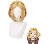 HBYLEE Wig Anime Cosplay Juego The Legend of Zelda: Breath of the Wild Princess Zelda Pelucas de pelo sintético corto resistente al calor Cosplay pelucas + gorra [Color: One Color]