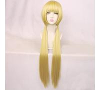 HBYLEE Wig Anime Cosplay Monstruo incidente Cian cos peluca zorro demonio amarillo pelo liso trenza larga modelos femeninos envejecimiento peluca personalizada peluca de pelo amarillo [Color:según
