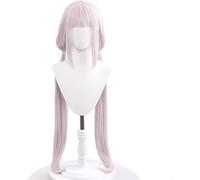 HBYLEE Wig Anime Cosplay Nekopara Cosplay Chocola Vanilla Peluca con flequillo para mujeres con dos colas de caballo, pelucas largas y rectas rosadas, sintéticas, para fiestas de disfraces de